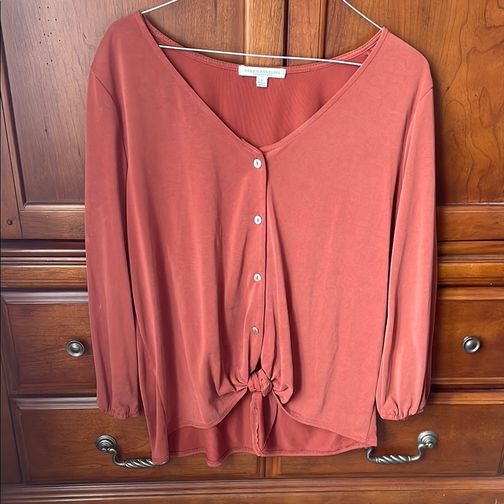 Women's Rust Button-Down Top